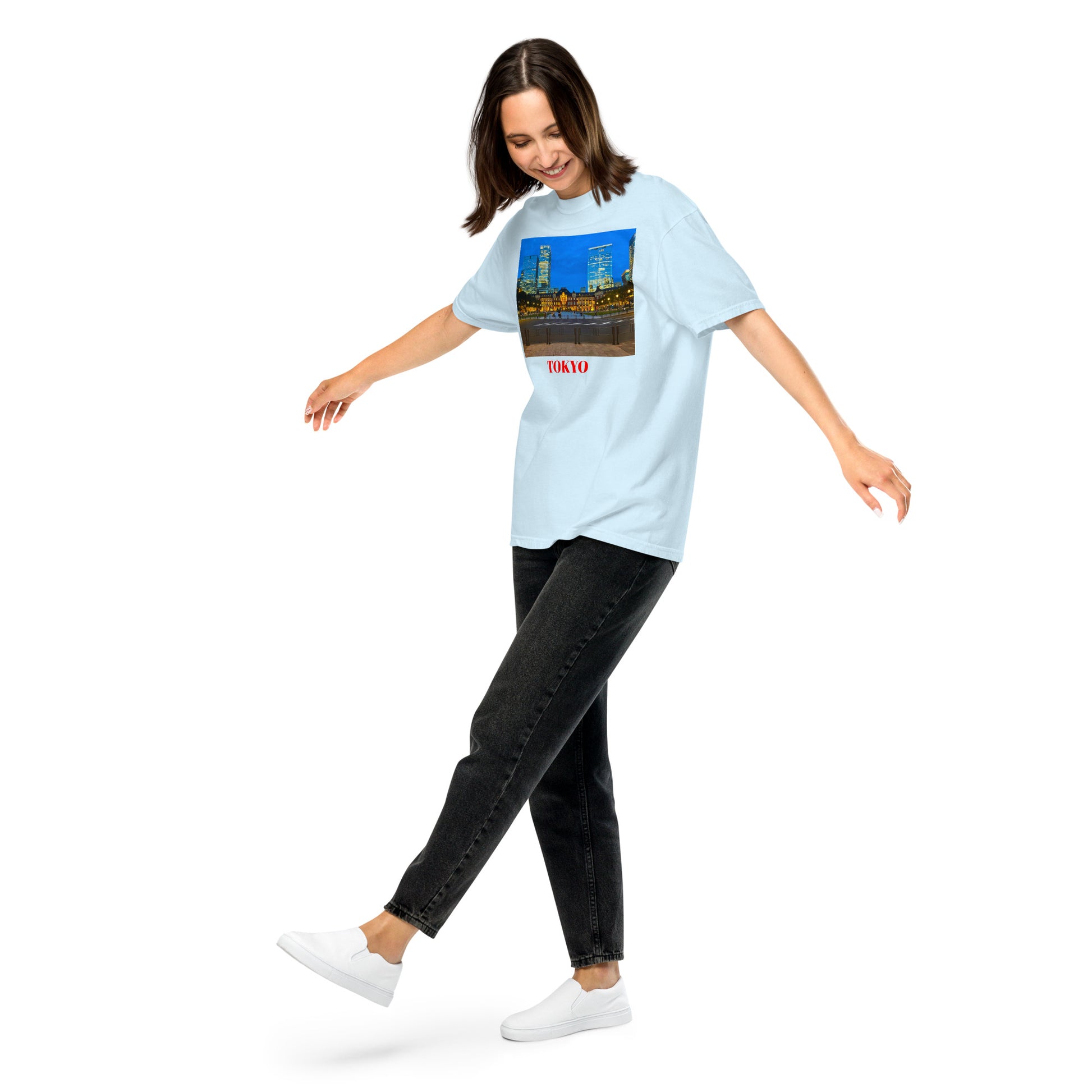 東京駅ヘビーウェイトTシャツ ユニセックス ガーメントダイ加工