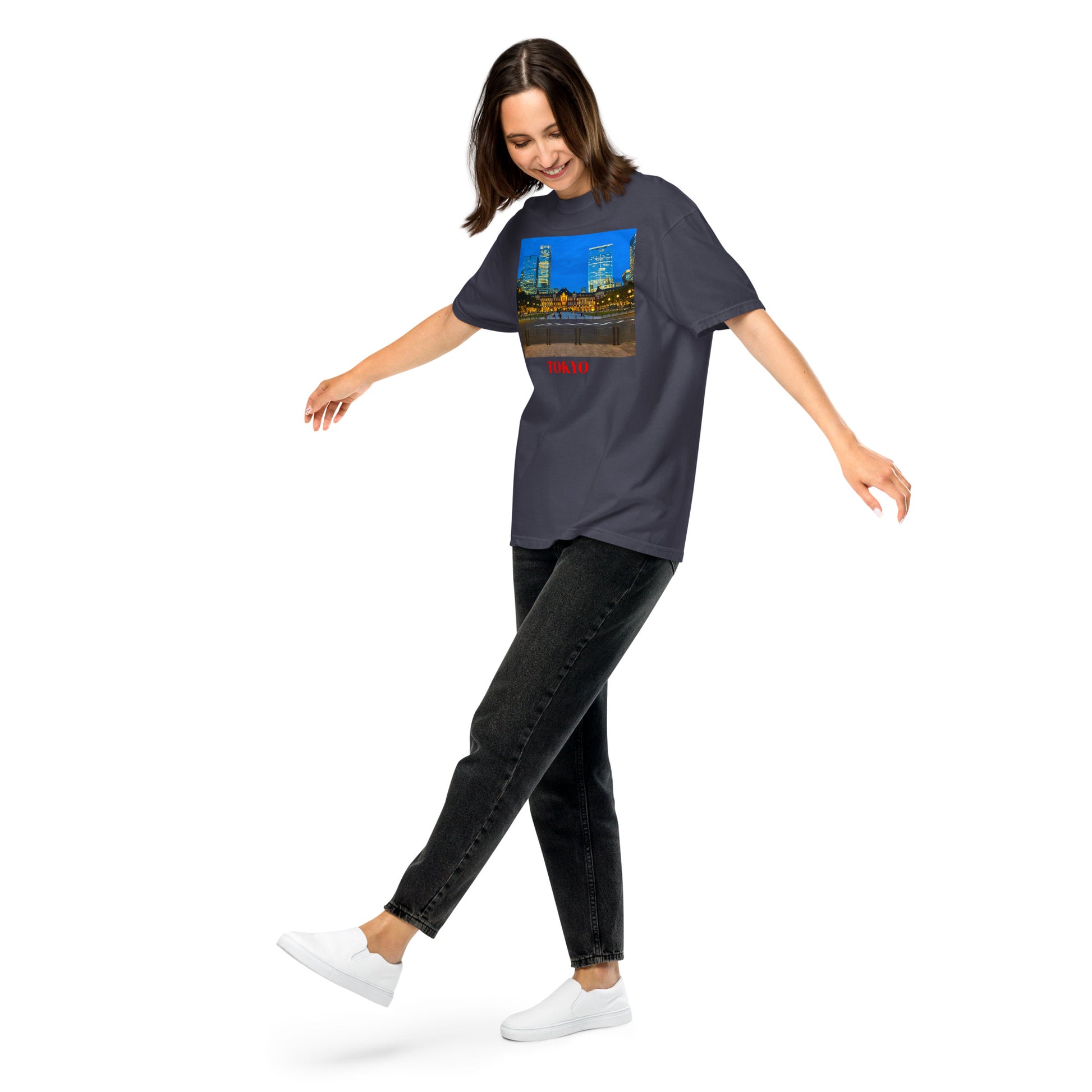 東京駅ヘビーウェイトTシャツ ユニセックス ガーメントダイ加工